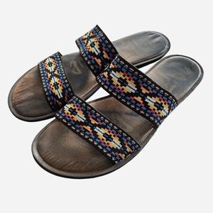 Aztec Embroidered Leather Women's Sandals